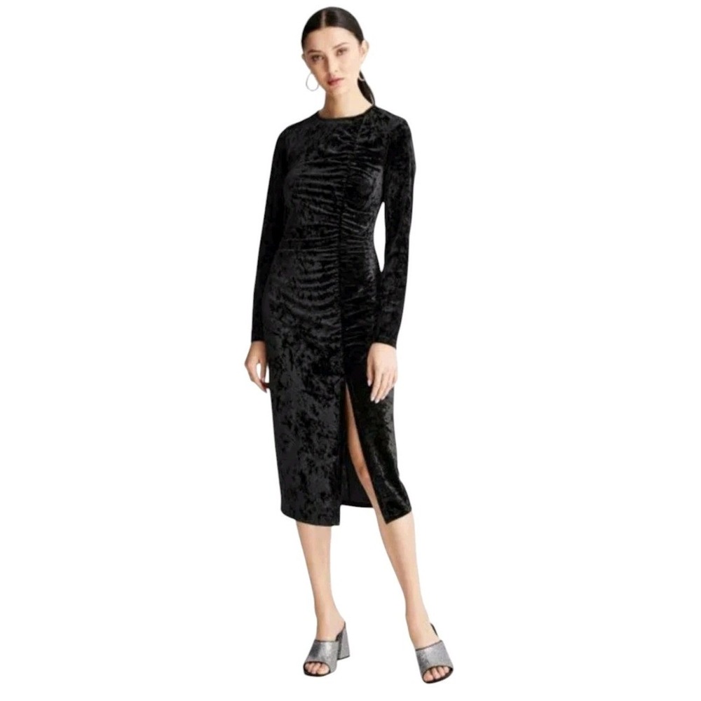 Future Collective Womens Dress Small Open Back Velvet Front Slit Whimsigoth‎
